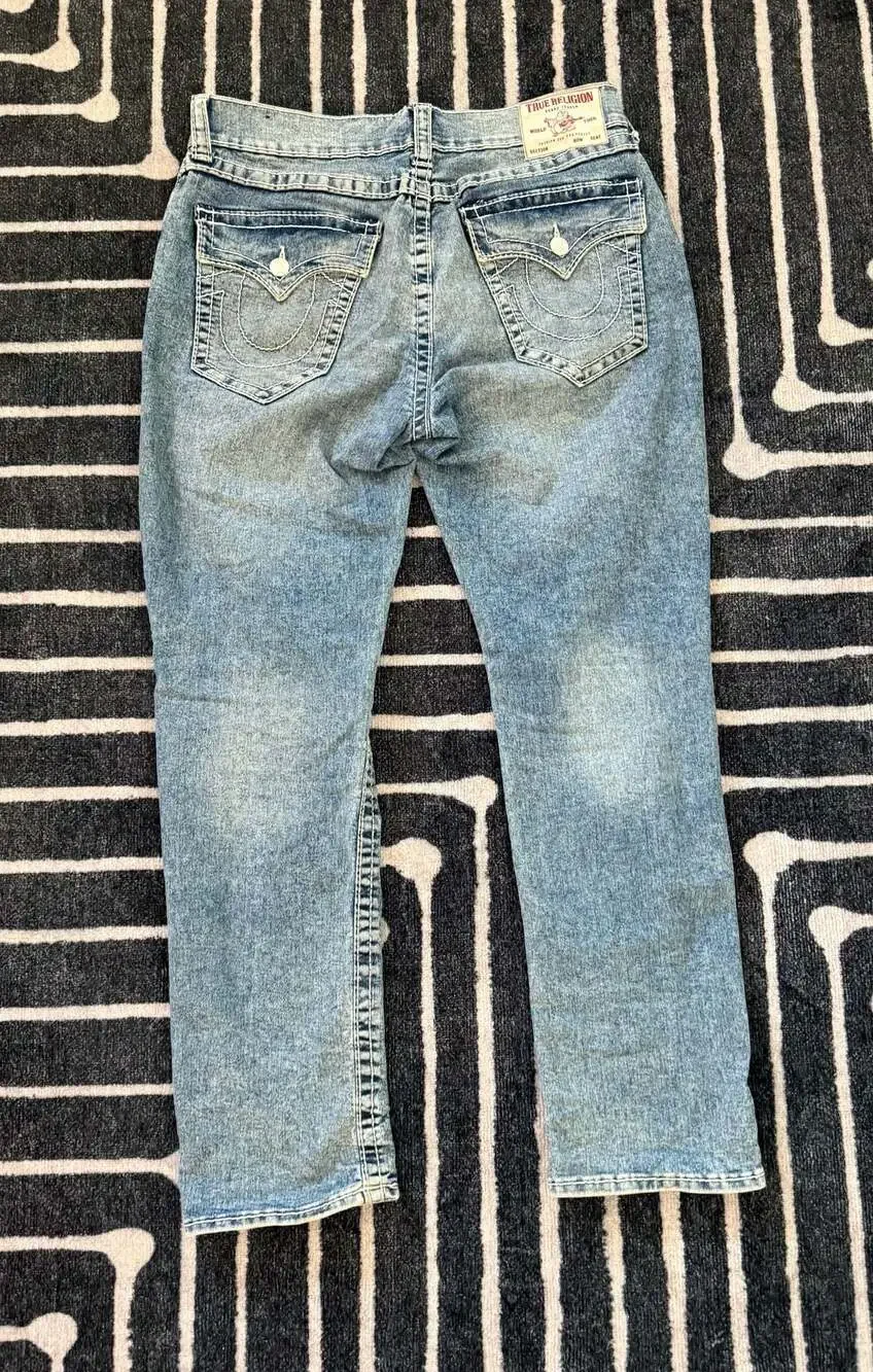 True Religion Vinny Denim SN Carpenter Pant, Light Blue Suede Wash, Size 36